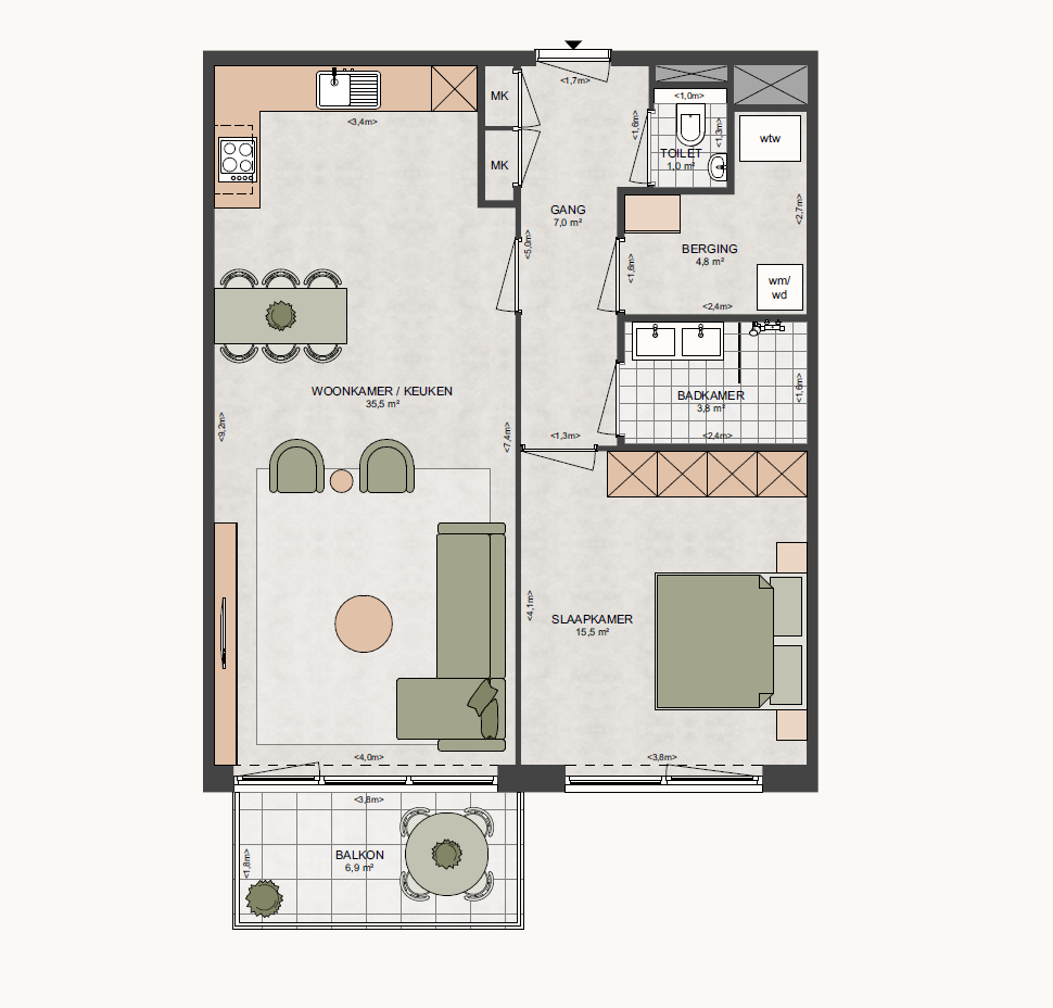 2-kamer appartement